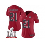 Women's Nike Atlanta Falcons #21 Deion Sanders Limited Red Rush Super Bowl LI 51 NFL Jersey