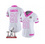 Women's Nike Atlanta Falcons #21 Deion Sanders Limited White Pink Rush Fashion Super Bowl LI 51 NFL Jersey