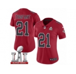 Women's Nike Atlanta Falcons #21 Desmond Trufant Limited Red Rush Super Bowl LI 51 NFL Jersey