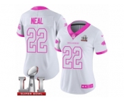 Women's Nike Atlanta Falcons #22 Keanu Neal Limited White Pink Rush Fashion Super Bowl LI 51 NFL Jersey