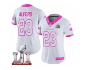 Women's Nike Atlanta Falcons #23 Robert Alford Limited White Pink Rush Fashion Super Bowl LI 51 NFL Jersey