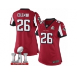 Women's Nike Atlanta Falcons #26 Tevin Coleman Limited Red Team Color Super Bowl LI 51 NFL Jersey