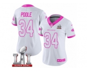 Women's Nike Atlanta Falcons #34 Brian Poole Limited White Pink Rush Fashion Super Bowl LI 51 NFL Jersey