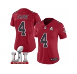 Women's Nike Atlanta Falcons #4 Brett Favre Limited Red Rush Super Bowl LI 51 NFL Jersey