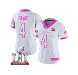 Women's Nike Atlanta Falcons #4 Brett Favre Limited White Pink Rush Fashion Super Bowl LI 51 NFL Jersey