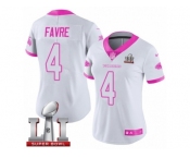 Women's Nike Atlanta Falcons #4 Brett Favre Limited White Pink Rush Fashion Super Bowl LI 51 NFL Jersey