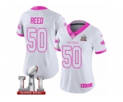 Women's Nike Atlanta Falcons #50 Brooks Reed Limited White Pink Rush Fashion Super Bowl LI 51 NFL Jersey