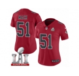 Women's Nike Atlanta Falcons #51 Alex Mack Limited Red Rush Super Bowl LI 51 NFL Jersey