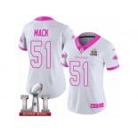 Women's Nike Atlanta Falcons #51 Alex Mack Limited White Pink Rush Fashion Super Bowl LI 51 NFL Jersey