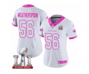 Women's Nike Atlanta Falcons #56 Sean Weatherspoon Limited White Pink Rush Fashion Super Bowl LI 51 NFL Jersey