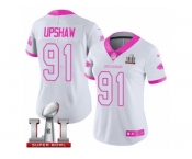 Women's Nike Atlanta Falcons #91 Courtney Upshaw Limited White Pink Rush Fashion Super Bowl LI 51 NFL Jersey
