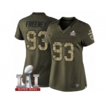 Women's Nike Atlanta Falcons #93 Dwight Freeney Limited Green Salute to Service Super Bowl LI 51 NFL Jersey