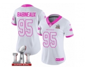 Women's Nike Atlanta Falcons #95 Jonathan Babineaux Limited White Pink Rush Fashion Super Bowl LI 51 NFL Jersey