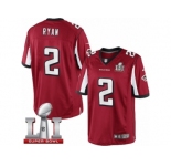 Youth Nike Atlanta Falcons #2 Matt Ryan Limited Red Team Color Super Bowl LI 51 NFL Jersey