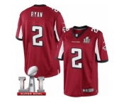 Youth Nike Atlanta Falcons #2 Matt Ryan Limited Red Team Color Super Bowl LI 51 NFL Jersey