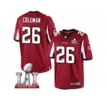 Youth Nike Atlanta Falcons #26 Tevin Coleman Limited Red Team Color Super Bowl LI 51 NFL Jersey