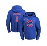 Chicago Cubs #1 Kosuke Fukudome Blue 2016 World Series Champions Primary Logo Pullover Baseball Hoodie