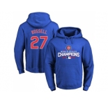 Chicago Cubs #27 Addison Russell Blue 2016 World Series Champions Pullover Baseball Hoodie