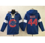 Chicago Cubs #44 Anthony Rizzo Blue Pullover Baseball Hoodie