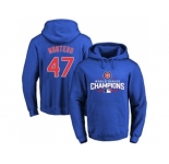 Chicago Cubs #47 Miguel Montero Blue 2016 World Series Champions Pullover Baseball Hoodie