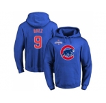 Chicago Cubs #9 Javier Baez Blue 2016 World Series Champions Primary Logo Pullover Baseball Hoodie