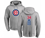 MLB Nike Chicago Cubs #34 Kerry Wood Ash Backer Pullover Hoodie