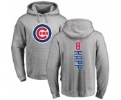 MLB Nike Chicago Cubs #8 Ian Happ Ash Backer Pullover Hoodie