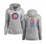 MLB Women's Nike Chicago Cubs #21 Sammy Sosa Ash Backer Pullover Hoodie