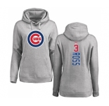 MLB Women's Nike Chicago Cubs #3 David Ross Ash Backer Pullover Hoodie