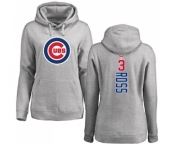 MLB Women's Nike Chicago Cubs #3 David Ross Ash Backer Pullover Hoodie