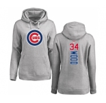 MLB Women's Nike Chicago Cubs #34 Kerry Wood Ash Backer Pullover Hoodie