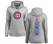MLB Women's Nike Chicago Cubs #8 Andre Dawson Ash Backer Pullover Hoodie