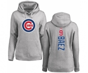 MLB Women's Nike Chicago Cubs #9 Javier Baez Ash Backer Pullover Hoodie