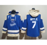 Men's Kansas City Royals #7 Bobby Witt Jr. Blue Ageless Must-Have Lace-Up Pullover Hoodie