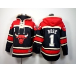 NBA chicago bulls #1 rose red-black jersey[pullover hooded sweatshirt]