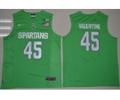 Michigan State Spartans #45 Denzel Valentine Apple Green Authentic Basketball Stitched NCAA Jersey