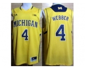 Michigan Wolverines #4 Chirs Webber Big 10 Patch Yellow Jerseys