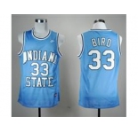 NBA NCAA Indian State Sycamores Larry Bird #33 Blue College Hardwood Legends Jersey