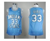 NBA NCAA Indian State Sycamores Larry Bird #33 Blue College Hardwood Legends Jersey