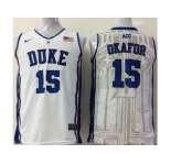 NCAA Blue Devils #15 Jahlil Okafor Royal white Basketball Stitched Jerseys