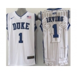 NCAA Duke Blue Devils #1 Irving White Basketball Jersey