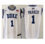 NCAA Duke Blue Devils #1 Jabari Parker White Basketball Stitched Jerseys(Parker)