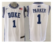 NCAA Duke Blue Devils #1 Jabari Parker White Basketball Stitched Jerseys(Parker)