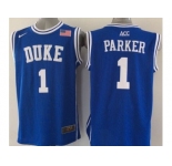 NCAA Duke Blue Devils #1 Jabari Parker blue Basketball Stitched Jerseys(Parker)
