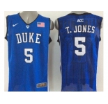 NCAA Duke Blue Devils #5 Tyus Jones Royal Blue Basketball Stitched Jerseys
