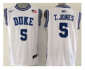 NCAA Duke Blue Devils #5 Tyus Jones Royal white Basketball Jerseys