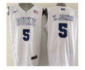NCAA Duke Blue Devils #5 Tyus Jones Royal white Basketball Stitched Jerseys