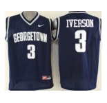NCAA Georgetown Hoyas #3 Iverson Blue Basketball Stitched Jerseys