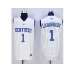 NCAA Men Kentucky Wildcats #1 Skal Labissiere White Basketball Stitched Jersey