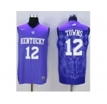 NCAA Men Kentucky Wildcats #12 Karl-Anthony Towns Blue Basketball Stitched Jersey